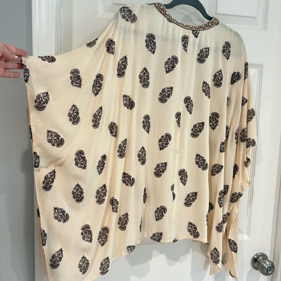 Style & Co. Open Front Cardigan Kimono 2X Tassel Beachy Vacay Travel Boho Cream - Picture 7 of 16